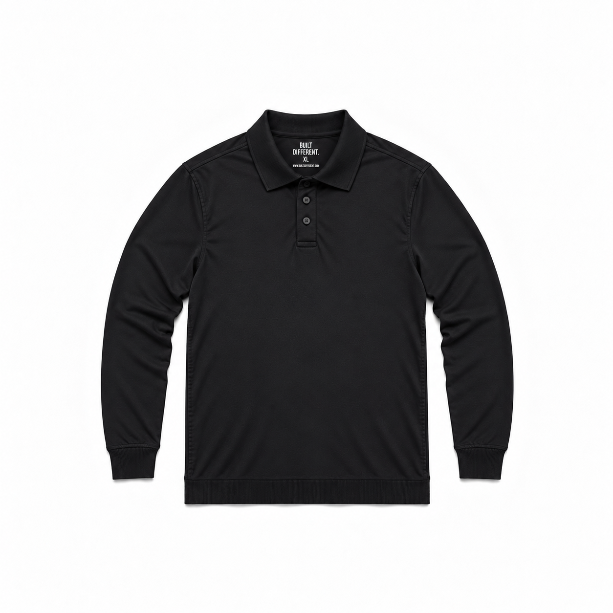 Load image into Gallery viewer, Black Dress Long Sleeve Polo Shirt
