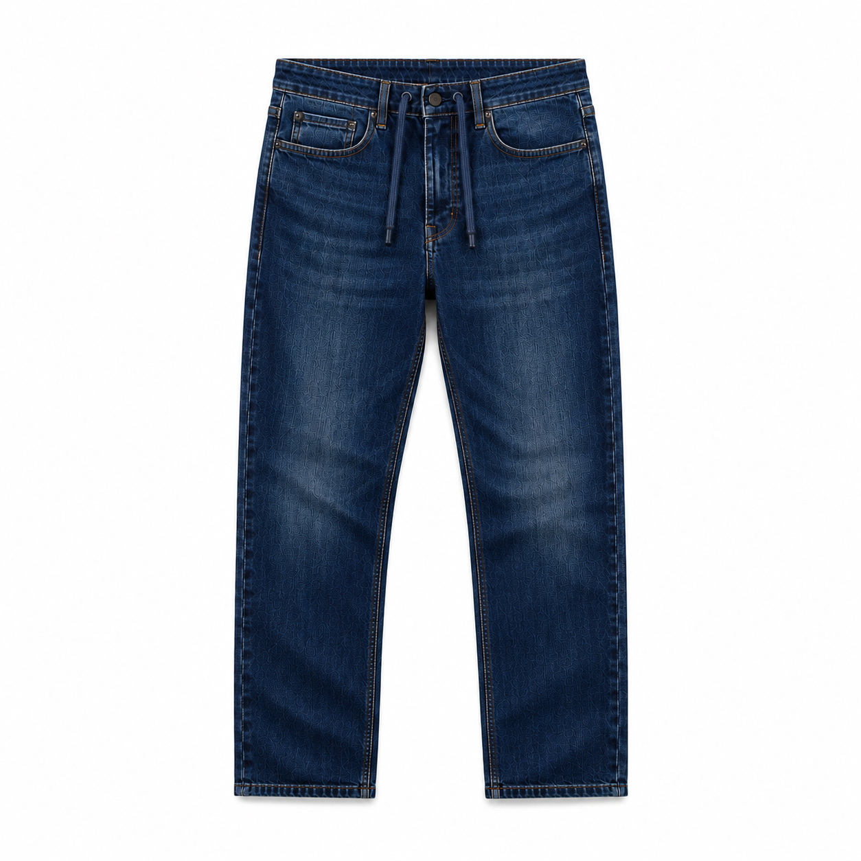 Load image into Gallery viewer, Navy Pull-On Athletic Taper Jeans

