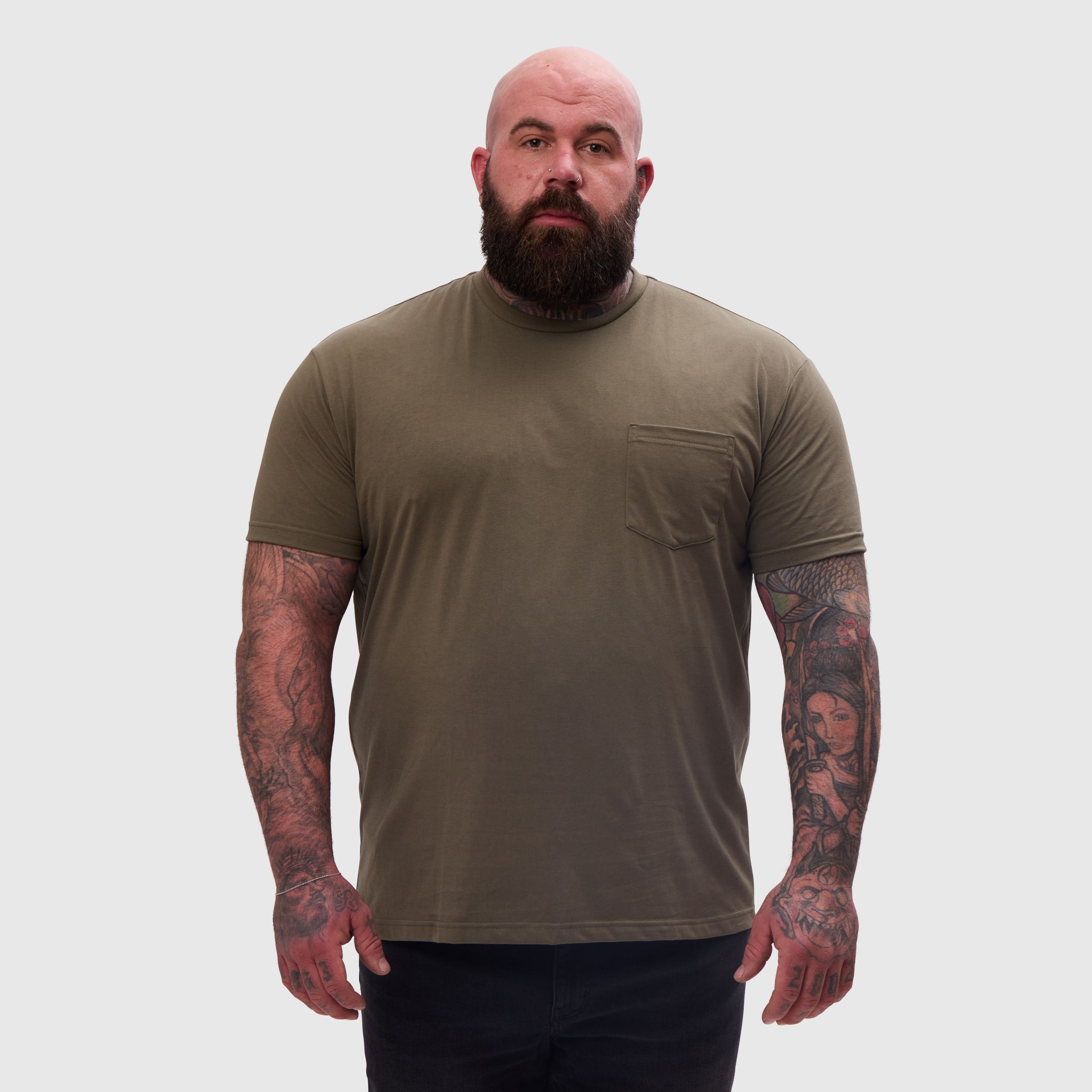 Load image into Gallery viewer, Khaki Pocket Crew Neck
