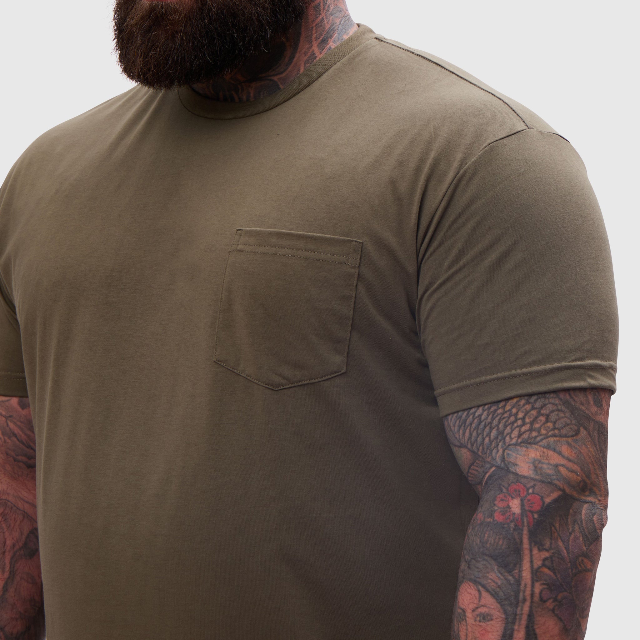 Load image into Gallery viewer, Khaki Pocket Crew Neck
